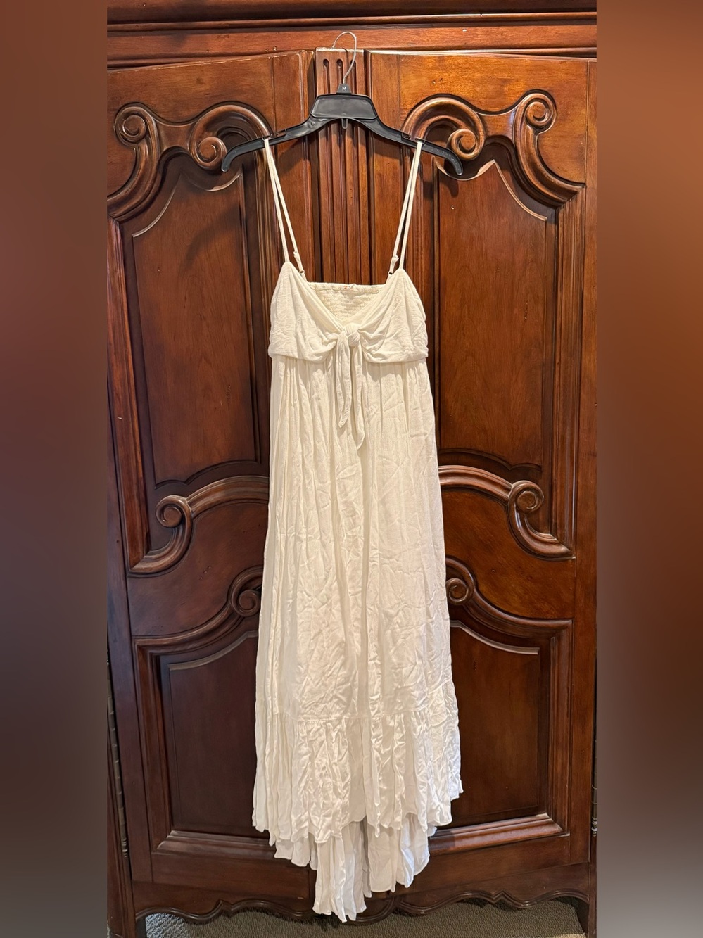 Free People White Knit Top with Copper Logo Accent
